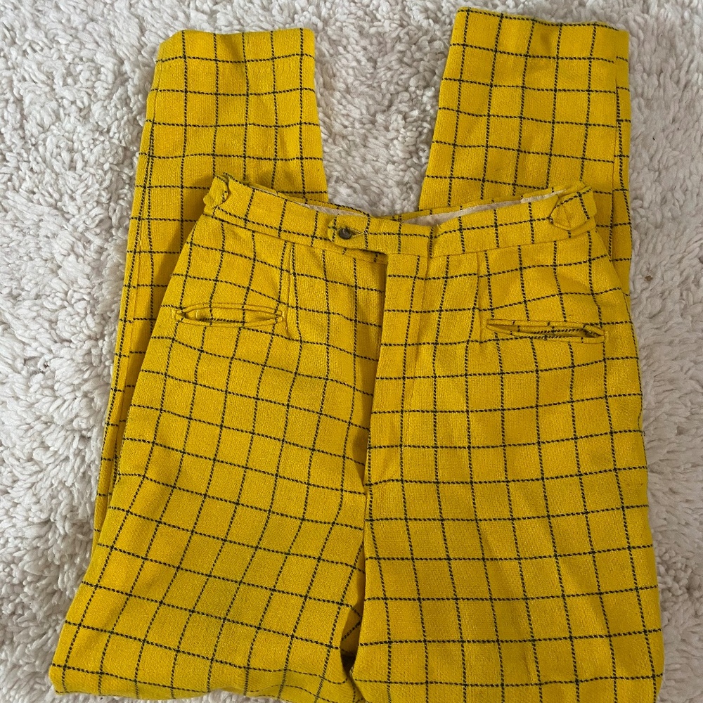 Vintage Wool Yellow Plaid High Waist Pants